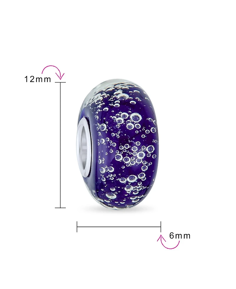 Bling Jewelry Set of 4 Bubble Murano Glass Spacer Charm Bead Sterling Silver Core