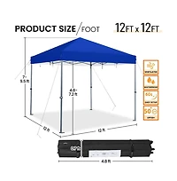 Yaheetech 12x12 Ft Pop-up Canopy One-Push-To-Lock Setup Blue