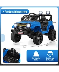 Gymax 12V Kids Ride on Truck Car Battery Powered Toddler Electric Vehicle w/ 3 Speeds