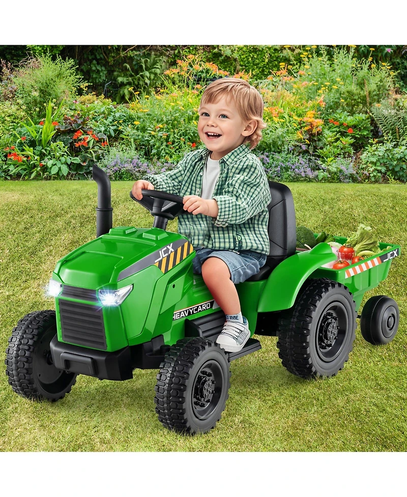 Gymax 2-in-1 Kids Ride On Tractor 12V Battery Powered Toy Car w/ Remote Control