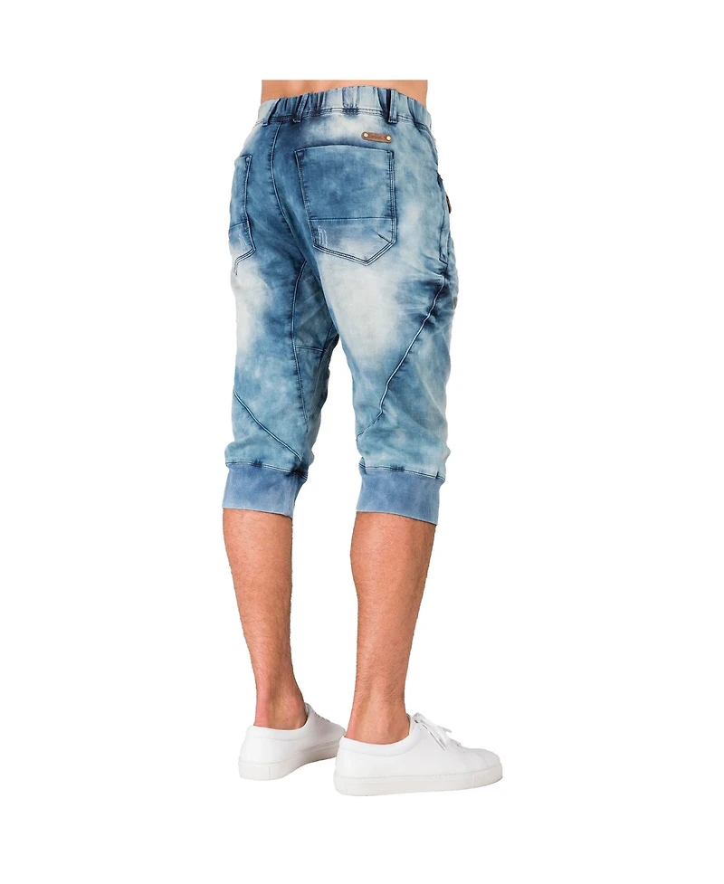 Level 7 Men's Premium Knit Denim Jogger Capri Shorts