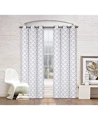 Kate Aurora Modern Elements 2 Pack Quatrefoil Lattice Poly Cotton Curtain Panels - Gray