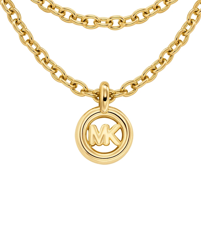 Michael Kors Gold-Tone Double Layer Logo Necklace