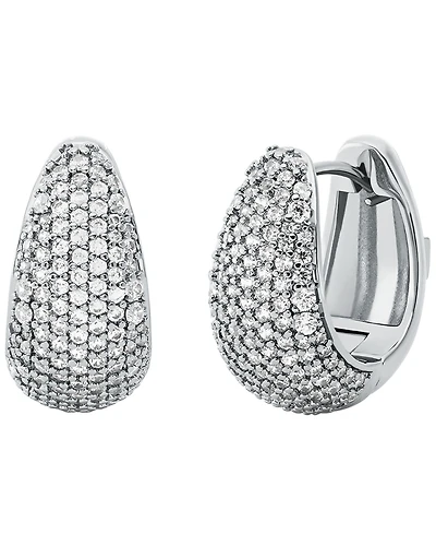 Michael Kors Silver-Tone Teardrop Hoop Earrings