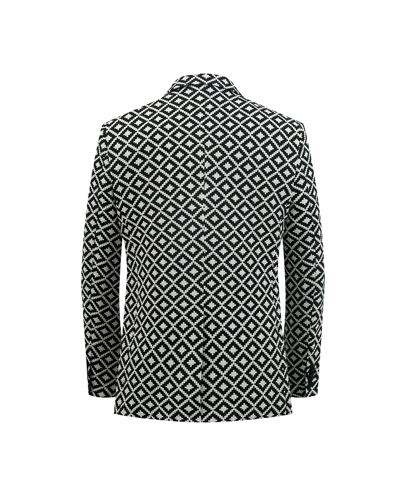 Elie Balleh Toddler Blue Slim Fit Geometric Pattern Blazer