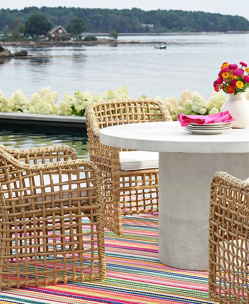 Dash and Albert Rugs by Annie Selke Bright Stripe Indoor/Outdoor DA1087 2'6''x8' Runner Area Rug