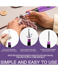 Zcvtbye 18 Size Counting Crochet Hooks Set, Light Up Crochet Hooks for Stitch & Row Counter, Lighted Crochet Needles Kit with Case,Purple