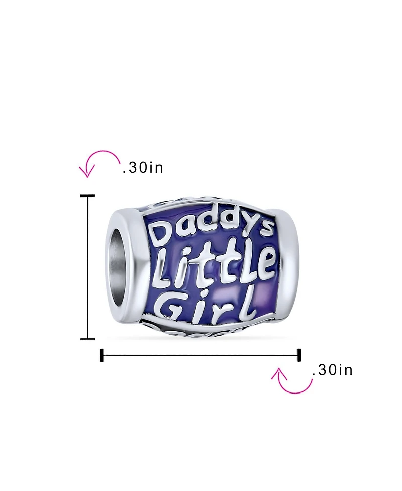 Bling Jewelry Set of 3 Daddy's Little Girl & Solid Lilac Purple Crystal Spacer Charm Bead Sterling Silver for European Bracelet