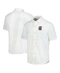 Tommy Bahama Men's White South Carolina Gamecocks Coconut Point Palm Vista IslandZone Camp Button-Up Shirt