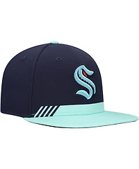 Fanatics Men's True Navy Seattle Kraken Pro Locker Room Snapback Hat