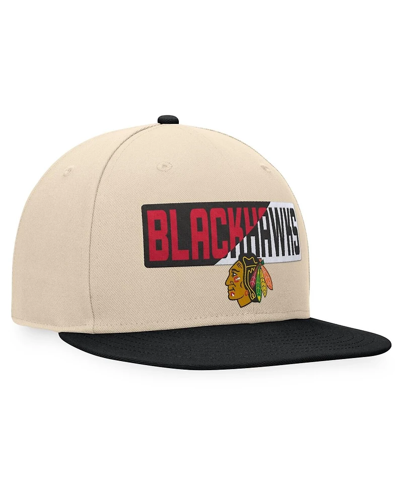 Fanatics Men's Cream/Black Chicago Blackhawks Goalaso Snapback Hat