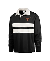 '47 Brand Men's Black Texas Longhorns Clubhouse Knox Thames Long Sleeve Rugby Polo Shirt