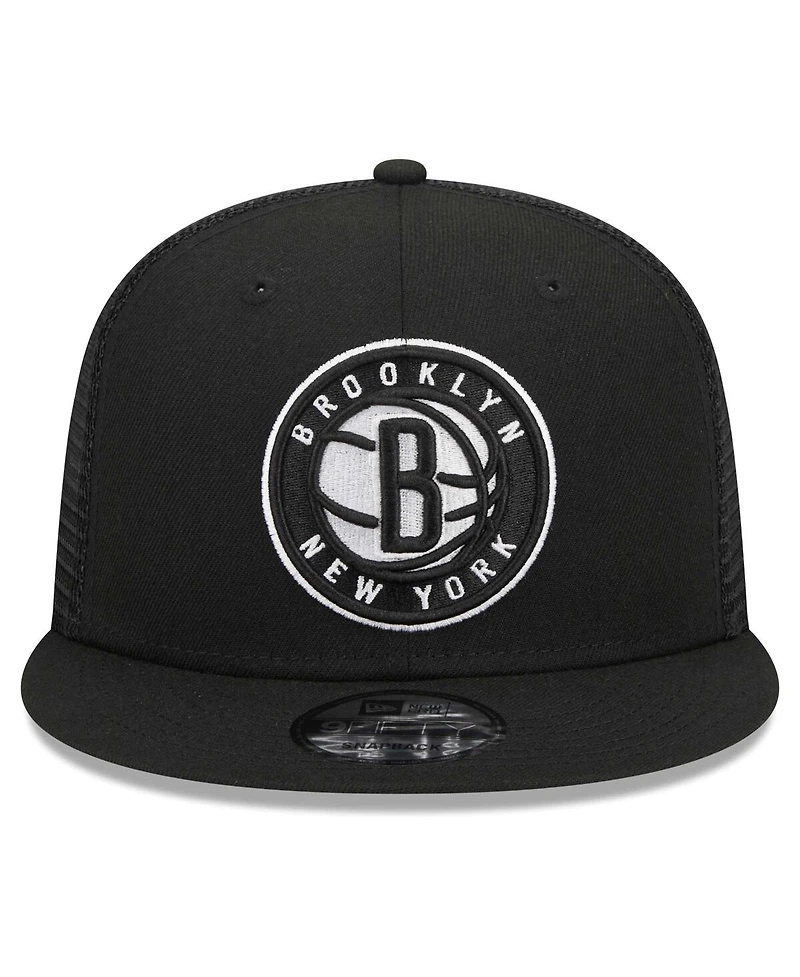 New Era Men's Black Brooklyn Nets 9FIFTY Snapback Trucker Hat