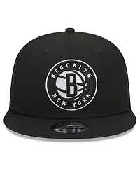 New Era Men's Black Brooklyn Nets 9FIFTY Snapback Trucker Hat