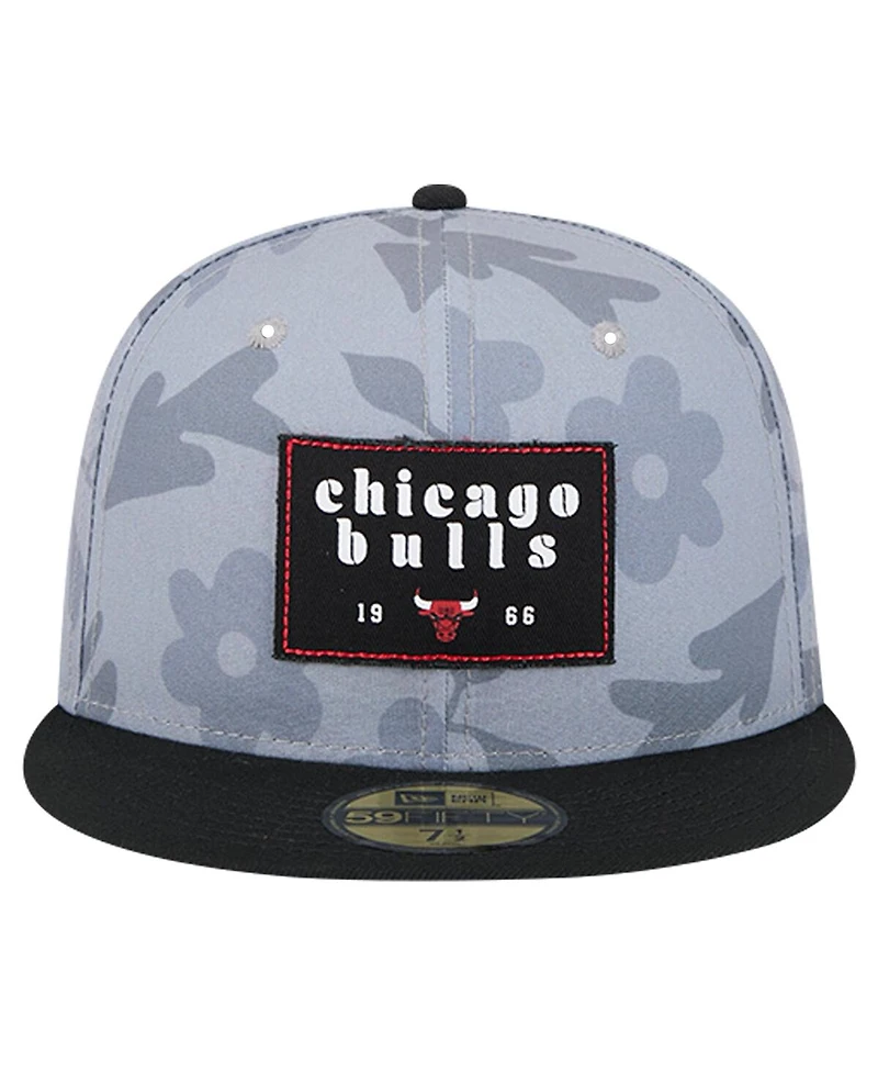 New Era Men's Gray Chicago Bulls Palm Fronds 2-Tone 59FIFTY Fitted Hat