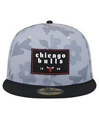 New Era Men's Gray Chicago Bulls Palm Fronds 2-Tone 59FIFTY Fitted Hat