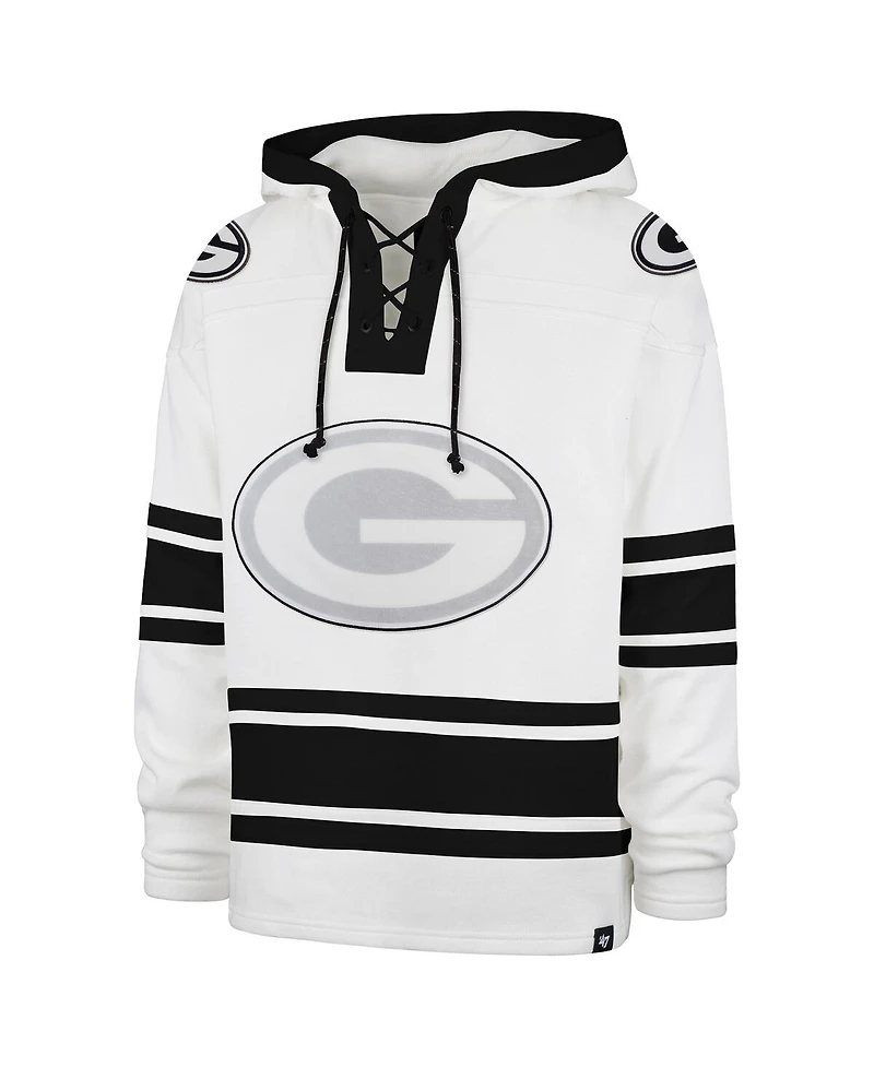 '47 Brand Men's White Green Bay Packers After Image Superior Lacer with Hood