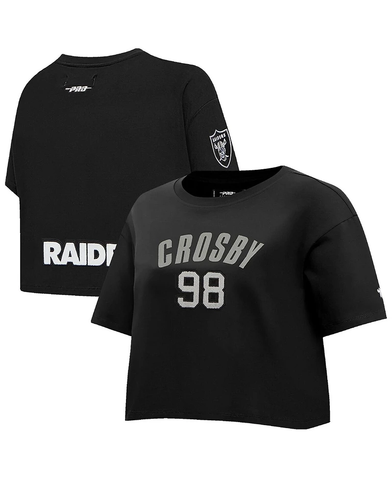 Pro Standard Women's Maxx Crosby Black Las Vegas Raiders Player Name Number Cropped Boxy T-Shirt