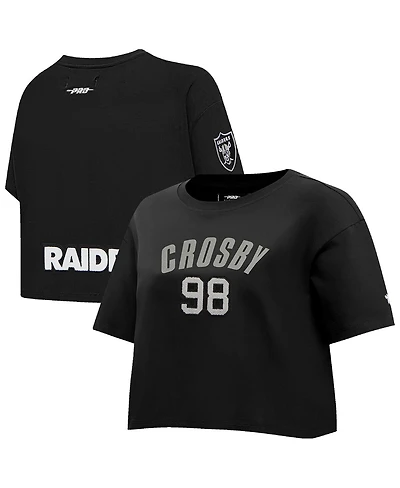 Pro Standard Women's Maxx Crosby Black Las Vegas Raiders Player Name Number Cropped Boxy T-Shirt