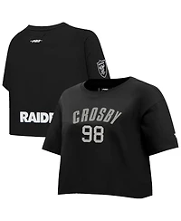 Pro Standard Women's Maxx Crosby Black Las Vegas Raiders Player Name Number Cropped Boxy T-Shirt