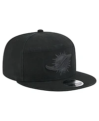 New Era Men's Black Miami Dolphins Adventure Canvas Split Panel 9FIFTY Snapback Hat