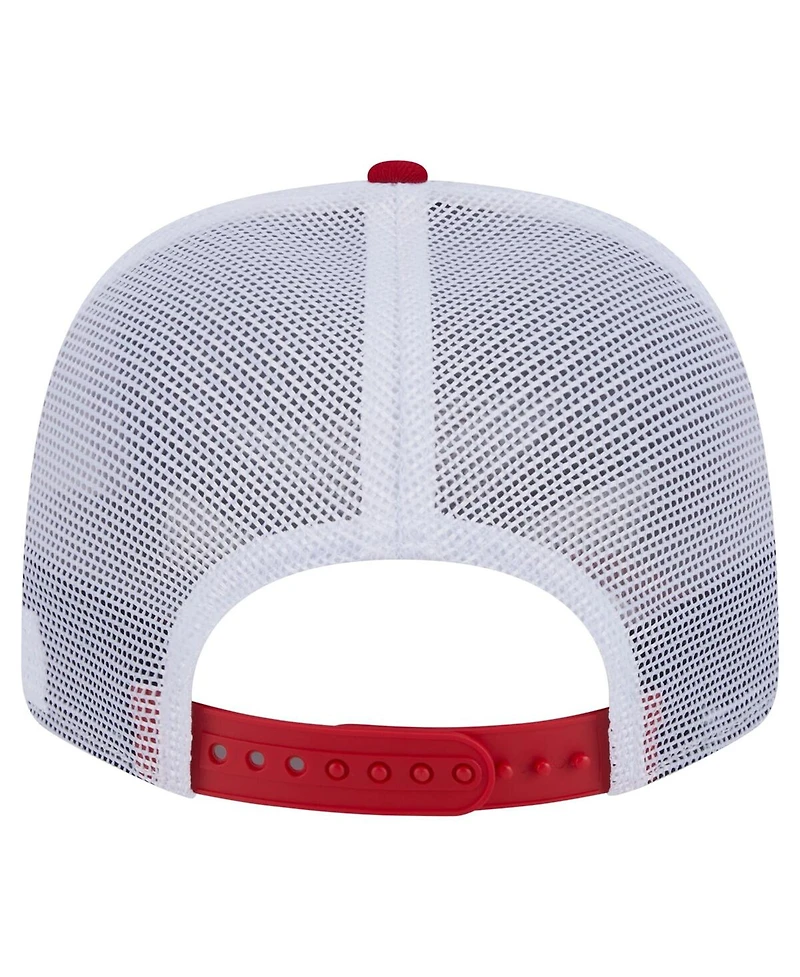 New Era Men's Red/White Florida Panthers Team Patch Basic 9SEVENTY Adjustable Trucker Hat