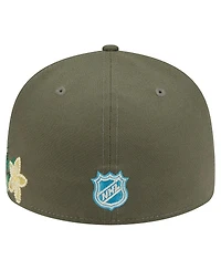 New Era Men's Olive Philadelphia Flyers Tonal Florals 59FIFTY Fitted Hat