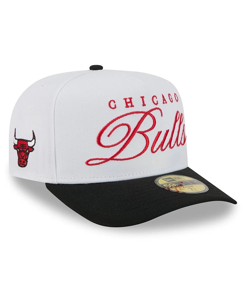 New Era Men's White/Black Chicago Bulls 2025 Nba Draft A-Frame 59FIFTY Fitted Hat