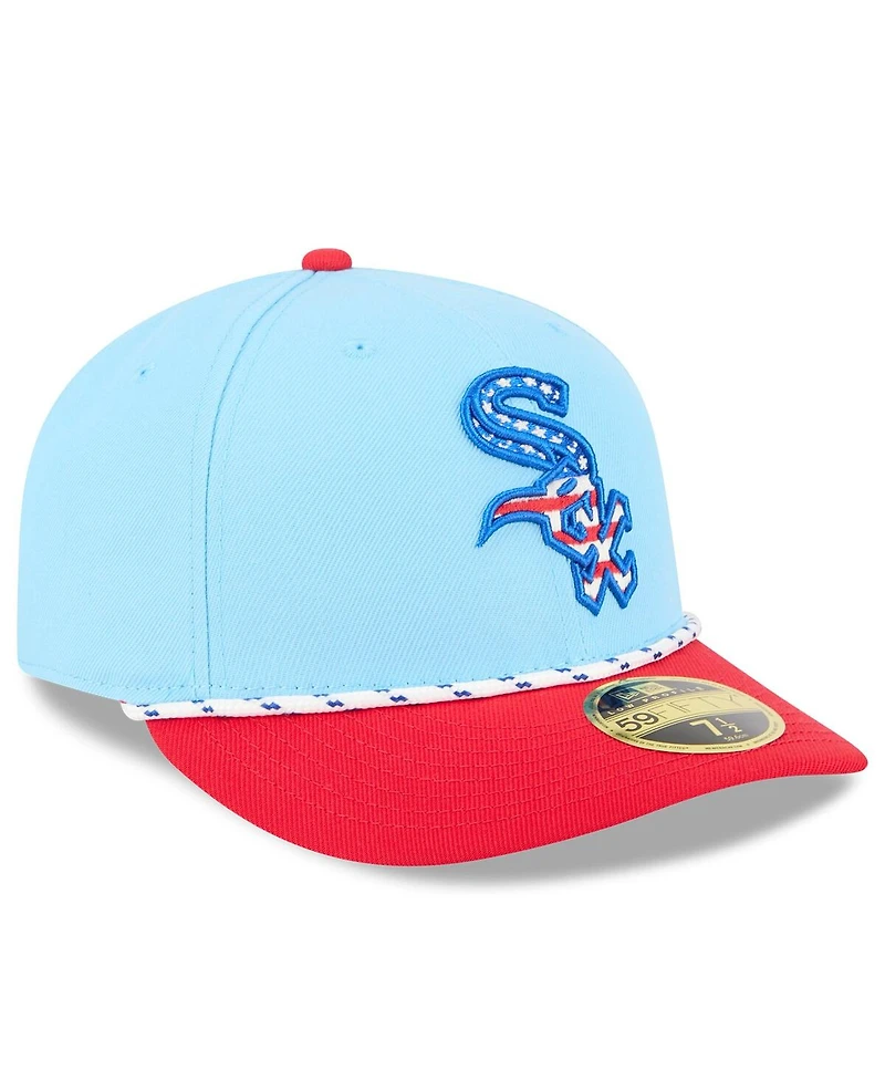New Era Men's Light Blue/Red Chicago White Sox 2025 Fourth of July Low Profile 59FIFTY Fitted Hat