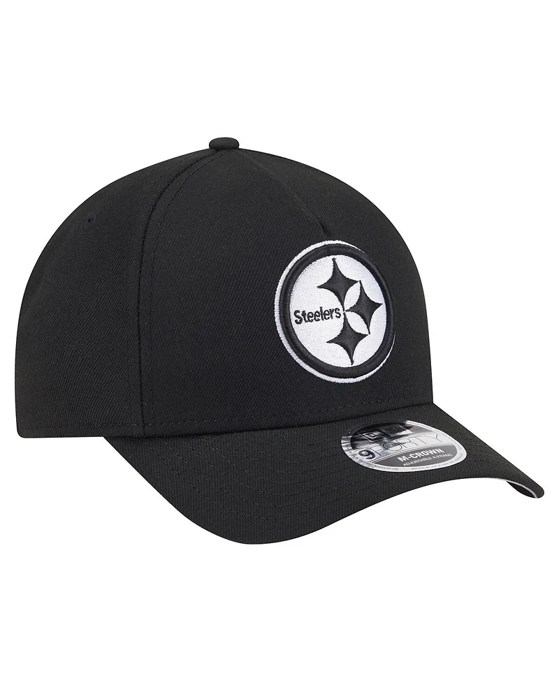 New Era Men's Black Pittsburgh Steelers Team Collection 9FORTY M-Crown A-Frame Adjustable Hat