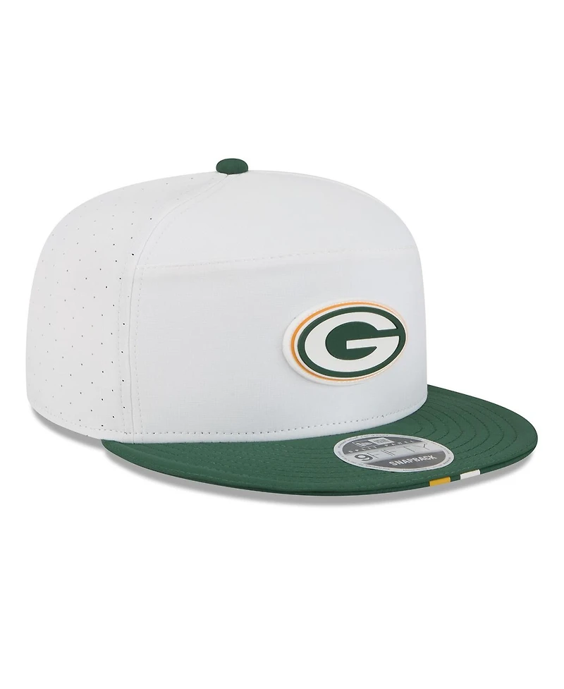 New Era Men's White/Green Bay Packers 2025 Nfl Training Camp Split Panel 9FIFTY Snapback Hat