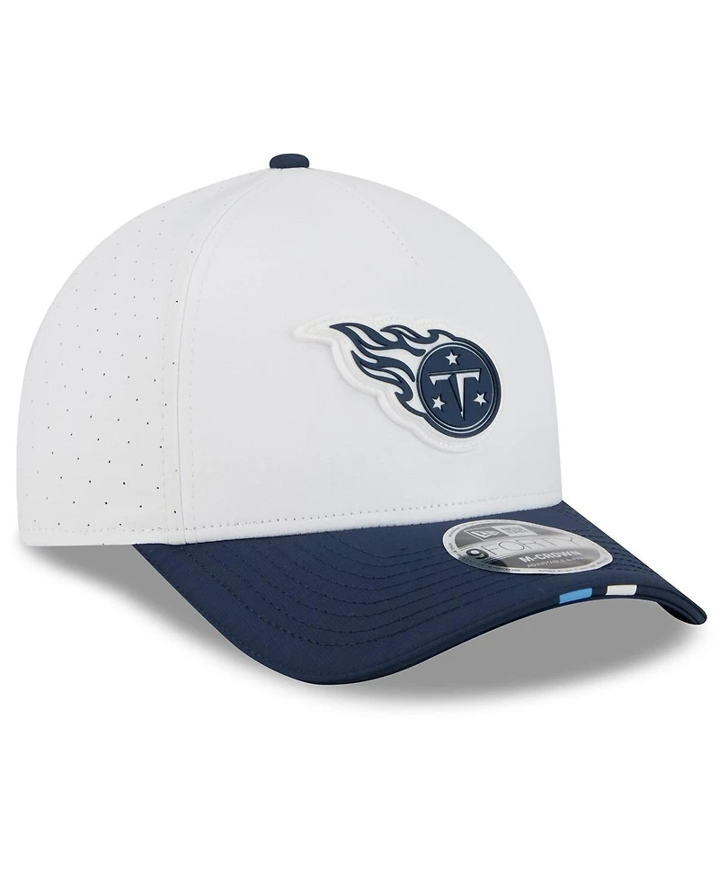 New Era Men's White/Navy Tennessee Titans 2025 Nfl Training Camp A-Frame 9FORTY Adjustable Hat