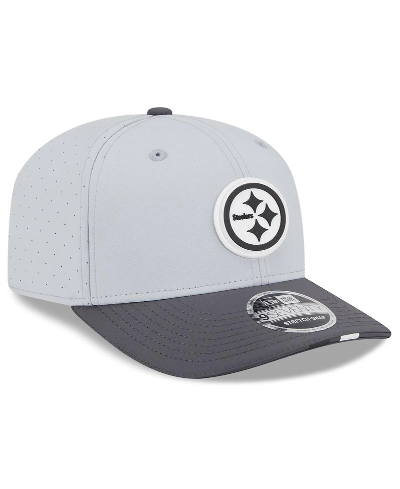 New Era Men's Gray/Graphite Pittsburgh Steelers 2025 Nfl Training Camp 9SEVENTY Adjustable Hat
