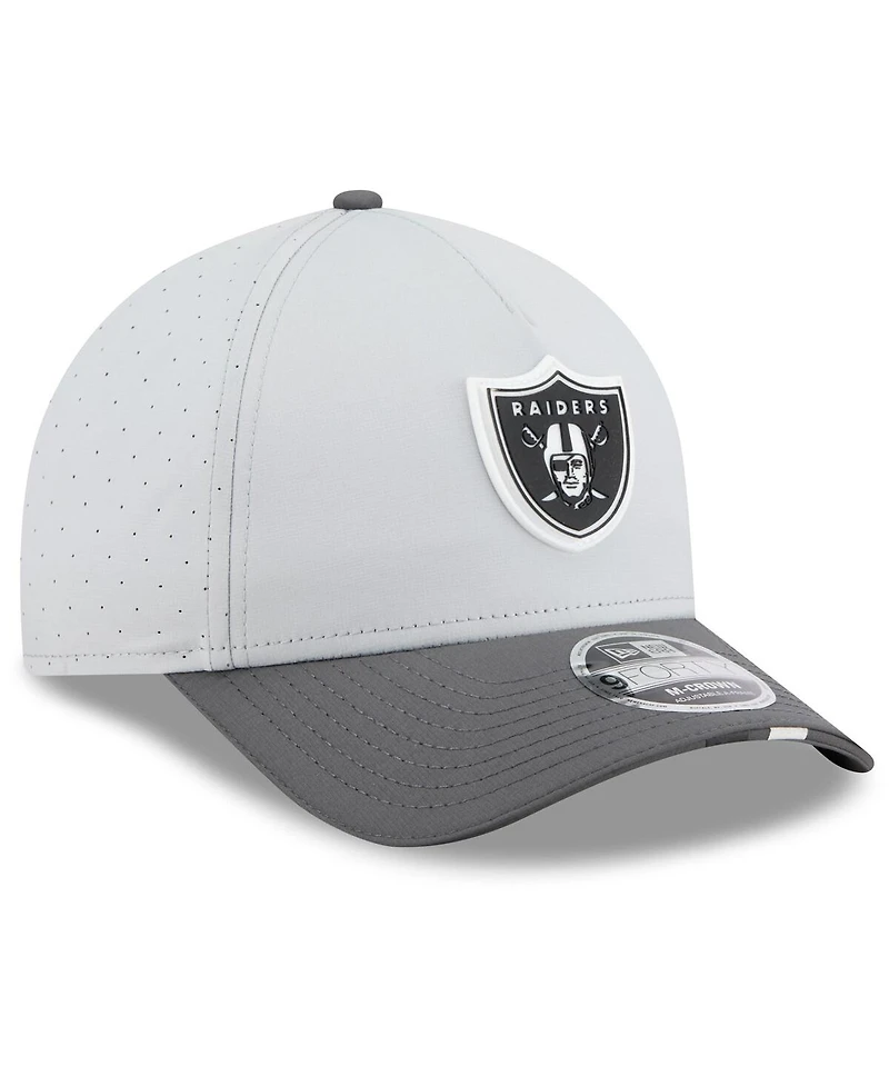New Era Men's Gray/Graphite Las Vegas Raiders 2025 Nfl Training Camp A-Frame 9FORTY Adjustable Hat