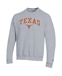 Champion Men's Heather Gray Texas Longhorns Arch Over Logo Pullover Sweatshirt