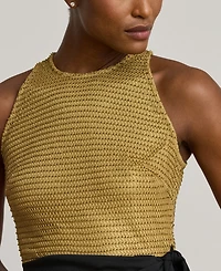 Lauren Ralph Women's Beaded Mesh & Jersey Tie-Front Gown