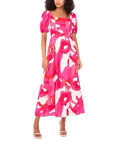 Msk Women's Square-Neck Short-Sleeve Maxi Dress
