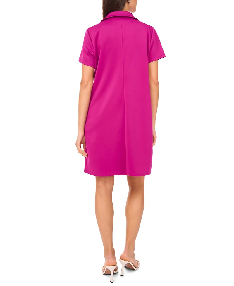 Msk Women's Collared Scuba Short-Sleeve Shift Dress