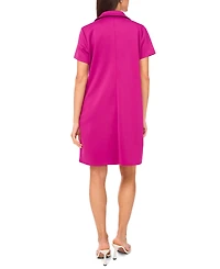 Msk Women's Collared Scuba Short-Sleeve Shift Dress