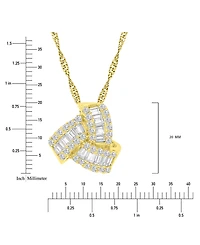 2-Pc. Set Cubic Zirconia Round & Baguette Love Knot Pendant Necklace & Coordinating Stud Earrings in 14k Gold-Plated Sterling Silver