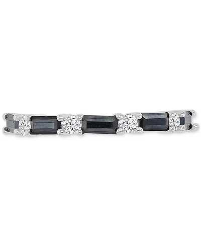 Black Spinel (5/8 ct. t.w.) & White Zircon (1/5 ct. t.w.) Stack Band in Sterling Silver
