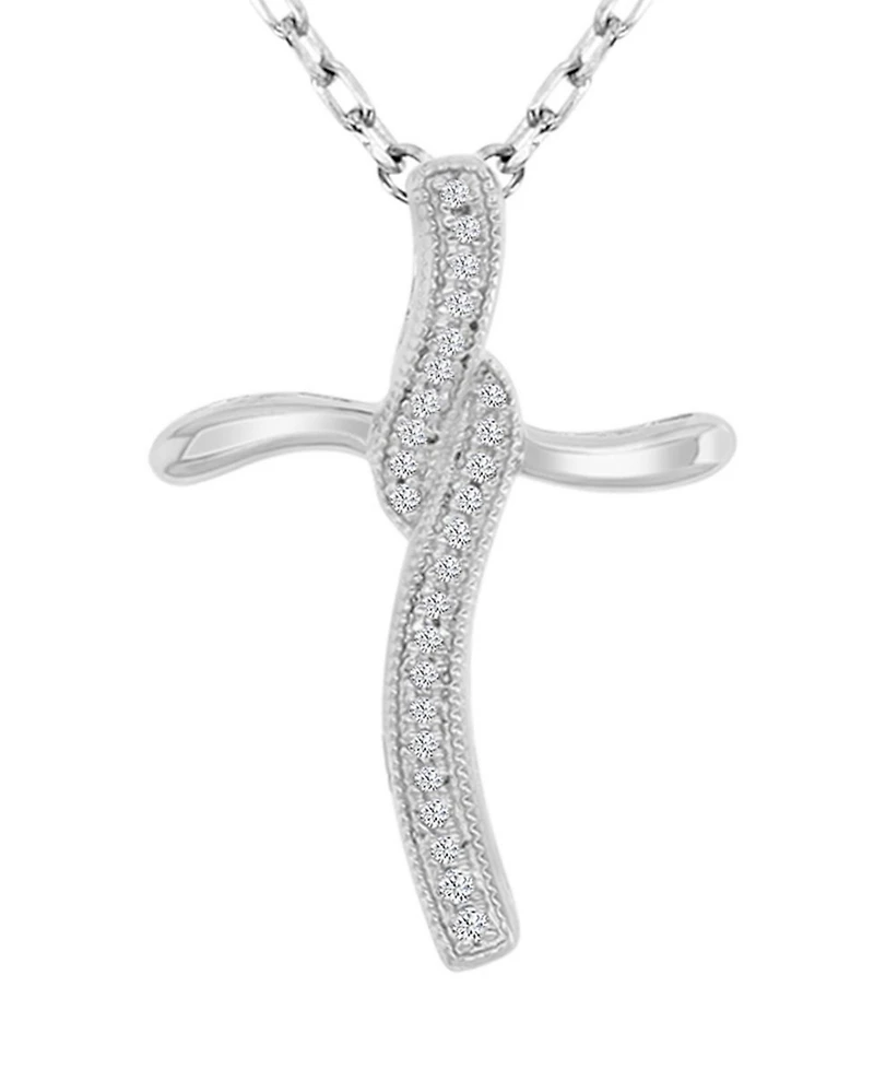 Cubic Zirconia Cross 18" Pendant Necklace in Sterling Silver