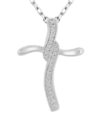 Cubic Zirconia Cross 18" Pendant Necklace in Sterling Silver
