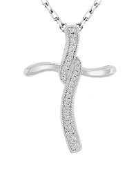 Cubic Zirconia Cross 18" Pendant Necklace in Sterling Silver
