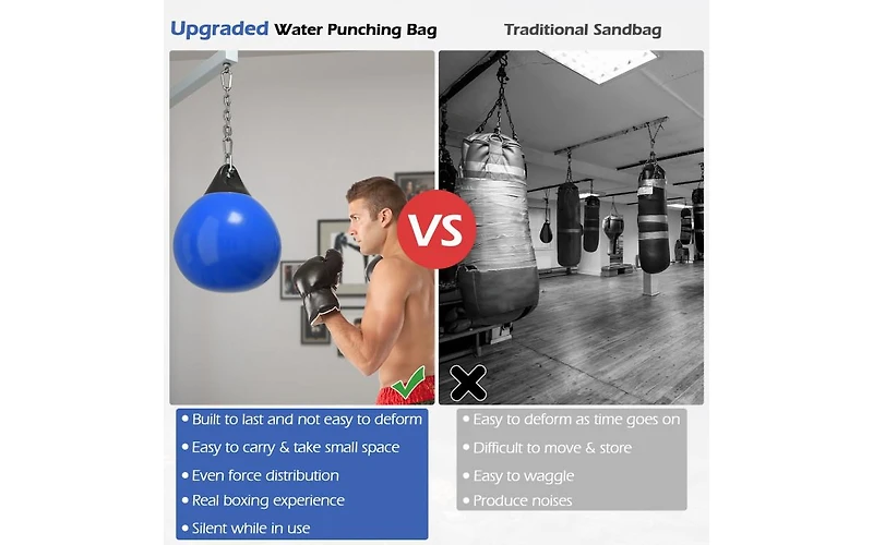 18 Inch 110 Pound Heavy Punching Water Aqua Bag with Adjustable Metal Chain