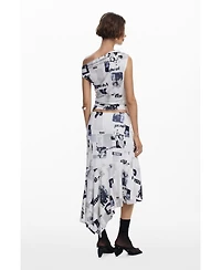 Desigual Women's Newspaper asymmetrical skirt