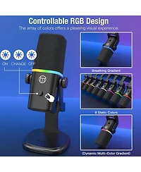 Zealsound Xlr/Usb Dynamic Mic for Gaming & Podcast, Rgb Light, Mute, Mic Gain, Headphones Jack, Desktop Stand for iPhone, Pc, PS4/PS5, YouTube