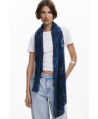 Desigual Women's Pleated rectangular paisley scarf