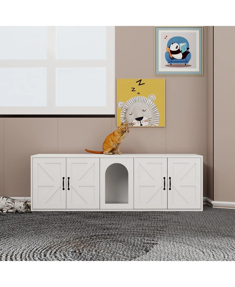 Streamdale Furniture Double Cat Litter Box Enclosure - White