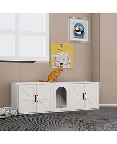 Streamdale Furniture Double Cat Litter Box Enclosure - White